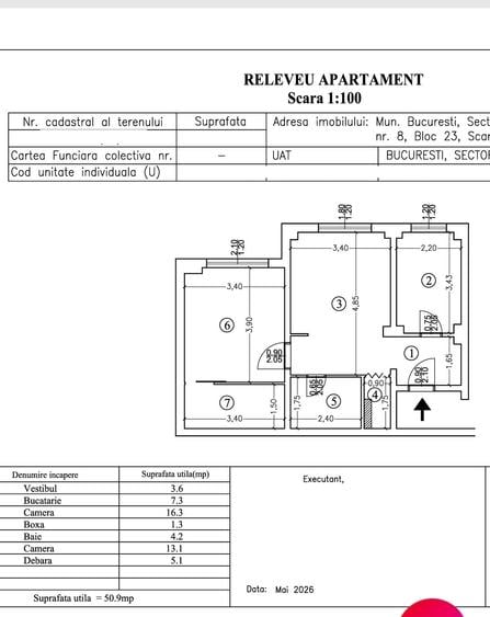 Apartament cu 2 camere semidecomandat în Turda