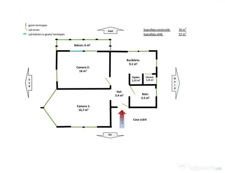 Apartament 2 camere, 51 mp in vila Zona pod IRA Cluj - 7