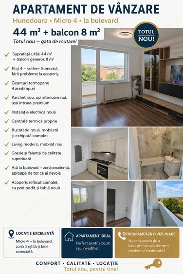 Apartament cu 2 camere semidecomandat în Micro 4