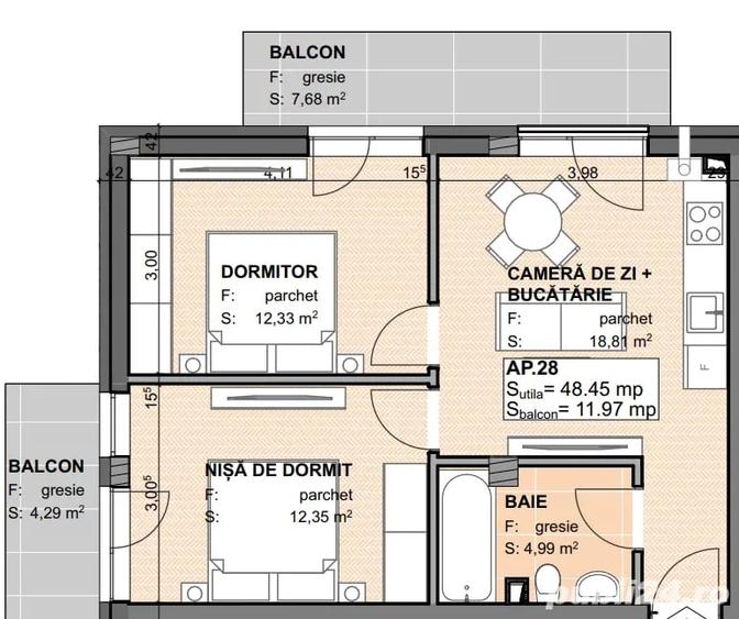 Apartament cu 3 camere decomandat în Central