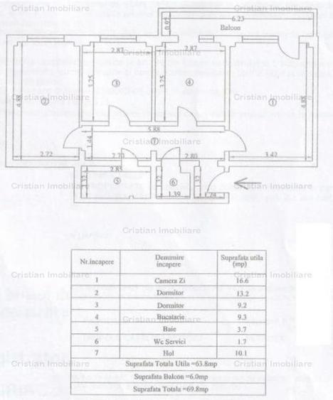 Apartament cu 3 camere decomandat în Obor