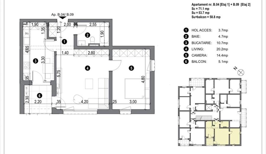 Apartament cu 2 camere decomandat în Freidorf