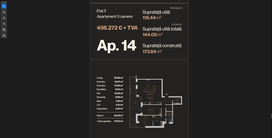 Apartament cu 3 camere semidecomandat în Voluntari