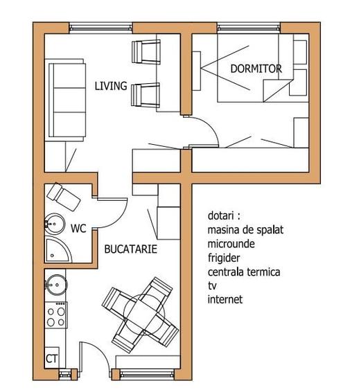 Apartament cu 2 camere semidecomandat în Ultracentral
