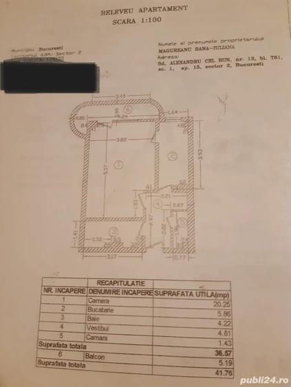 Garsonieră decomandată în Tei