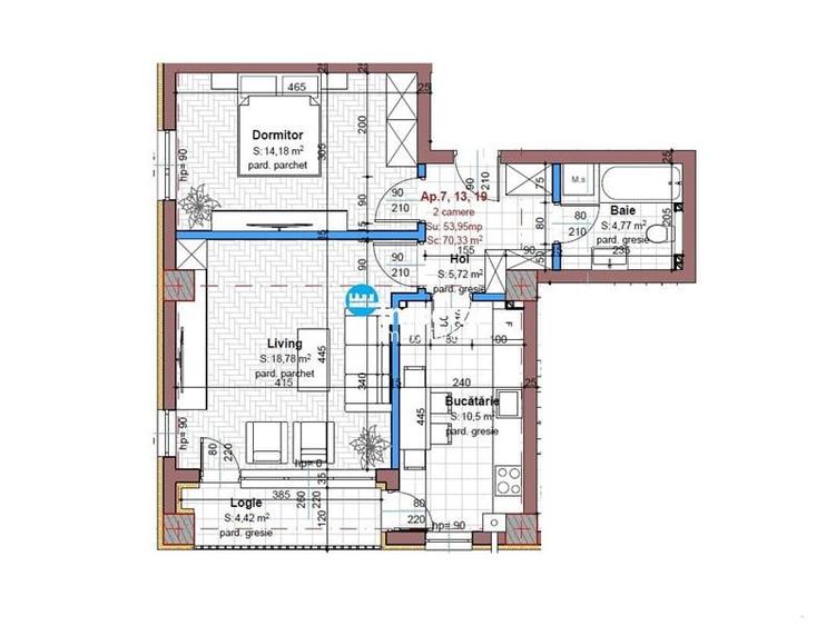 Apartament cu 2 camere decomandat în Aeroport