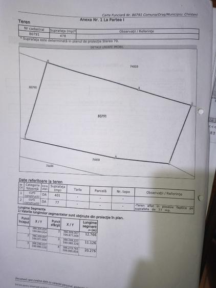 Teren Construcții intravilan de 478 mp, în Chinteni