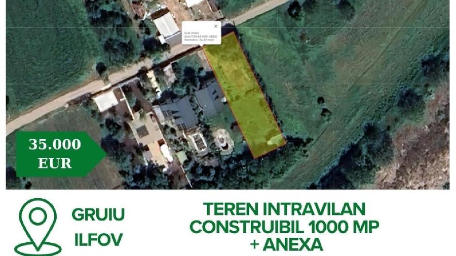 Teren Construcții intravilan de 1000 mp, în Gruiu