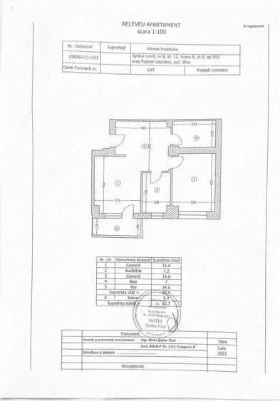 Apartament cu 2 camere decomandat în Central
