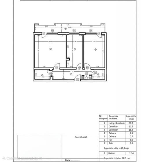 Apartament cu 3 camere decomandat în Central