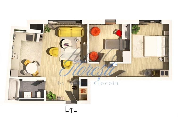 Apartament cu 3 camere semidecomandat în Gruia