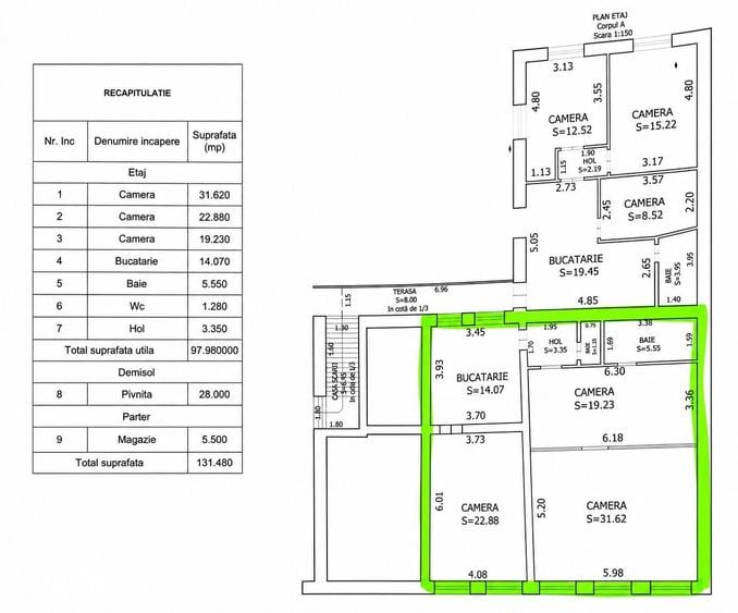 Apartament cu 4 camere în Central