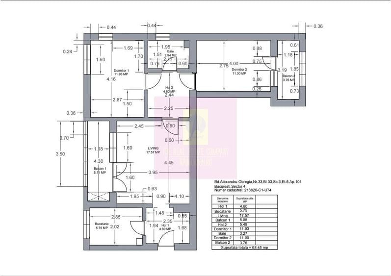 Apartament cu 3 camere semidecomandat în Berceni