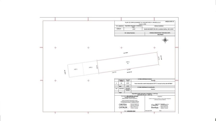 Teren Construcții intravilan de 1737 mp, în Săftica