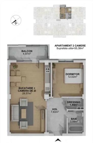 Apartament cu 2 camere decomandat în Central