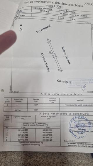 Teren de 5100 mp, în Ulmi