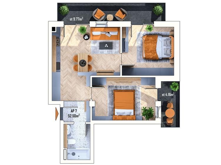 Apartament cu 3 camere în Apahida