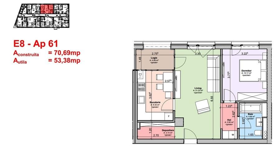 Apartament cu 2 camere în Valea Cetății