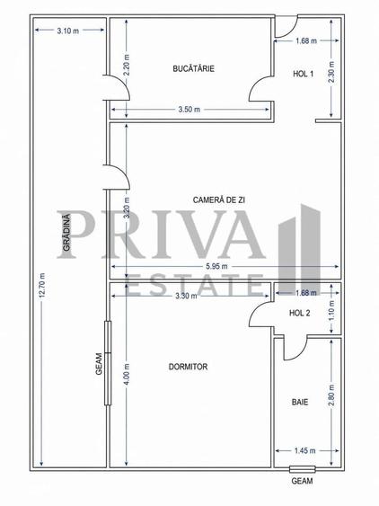 Apartament cu 2 camere semidecomandat, mobilat în Chișoda