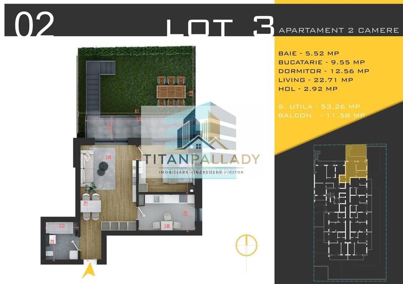 Apartament Modern 2 Camere, 52 mp Grădină, Pallady – Teclu - 6