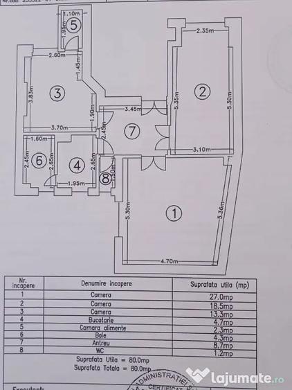 Apartament cu 3 camere decomandat în Central