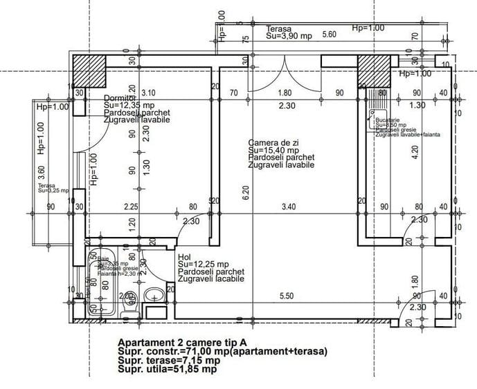 Apartament cu 2 camere decomandat în Abator