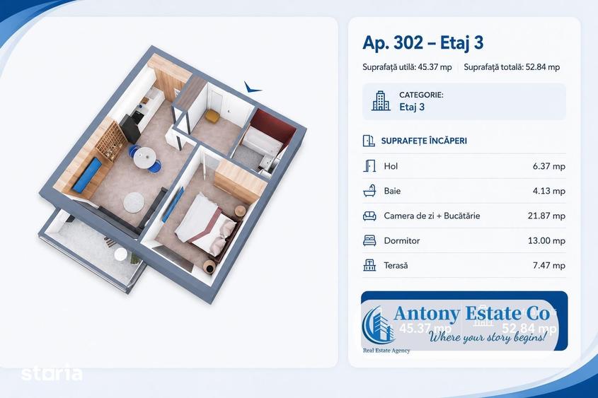 Apartament cu 2 camere decomandat în Oșorhei