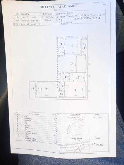 Apartament cu 3 camere semidecomandat în Central