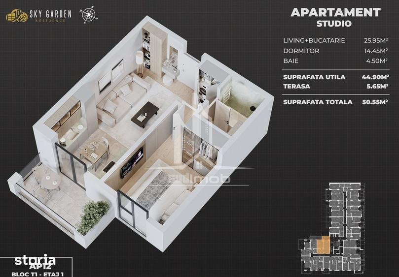 Apartament cu 2 camere în Central