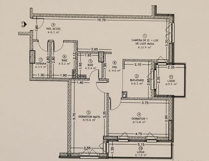 apartament cu 3 camere,2 balcoane,parcare,zona Vivo - 10