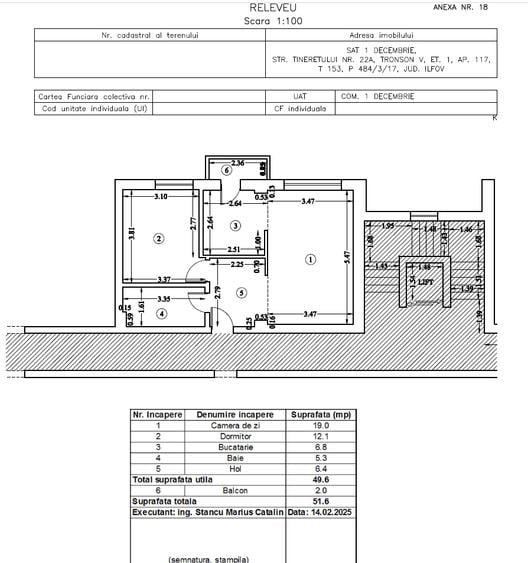 Apartament cu 2 camere semidecomandat în 1 Decembrie