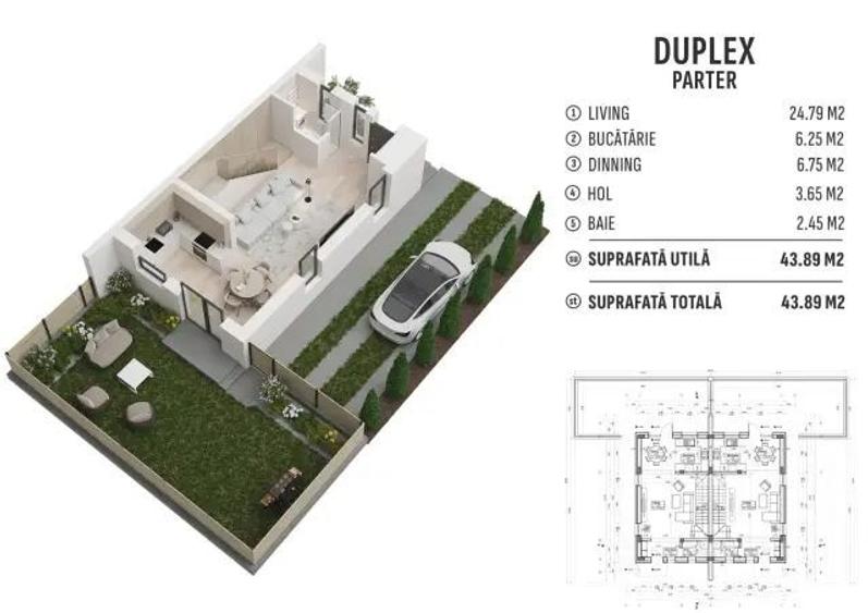 Duplex cu 4 camere cu Canalizare în Titan