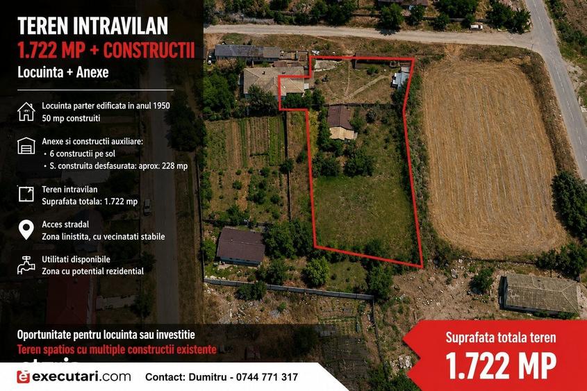 Casă cu 3 camere cu Teren 1722 Mp în Corbu