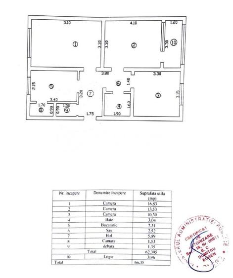 Apartament cu 3 camere decomandat în Tătărași