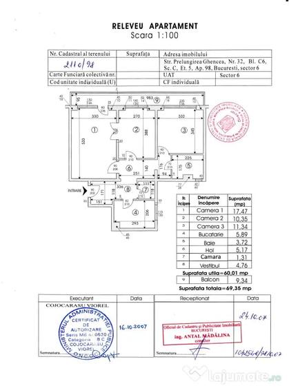 Apartament cu 3 camere decomandat în Sud