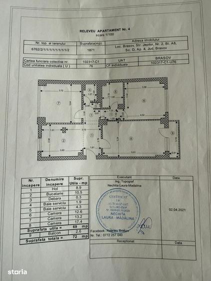 Apartament cu 3 camere decomandat în Răcădău