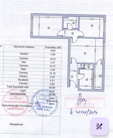 Apartament cu 3 camere semidecomandat în Olteniței