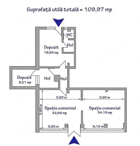 Spațiu comercial, de 109 mp, în 9 Mai