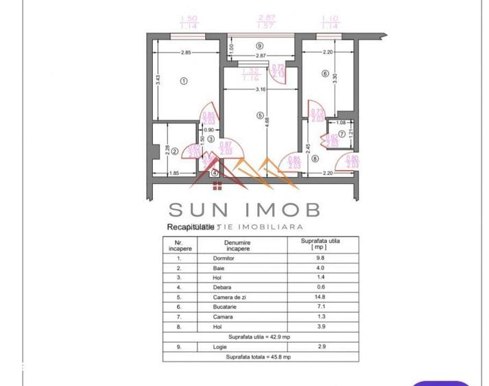 Apartament cu 2 camere semidecomandat în Ultracentral