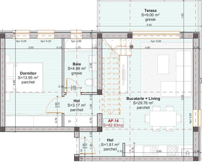 Giroc | Profi-Neptun | Apartament 3 camere cu scara interioara - 9