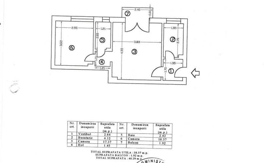 Apartament cu 2 camere în Centrul Civic