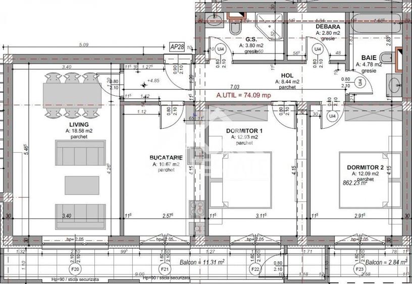 Apartament 3 camere decomandat – 74 mp - Zona Dedeman - 11