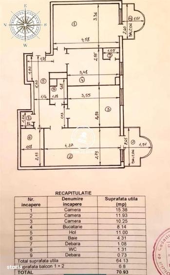 Apartament cu 3 camere decomandat, mobilat în Hala Centrală