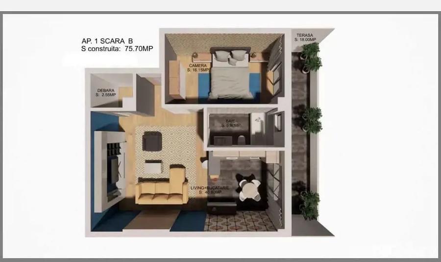 Apartament cu 2 camere decomandat în Central
