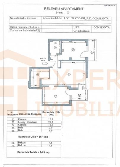 Apartament cu 3 camere semidecomandat, mobilat în Mamaia-Sat