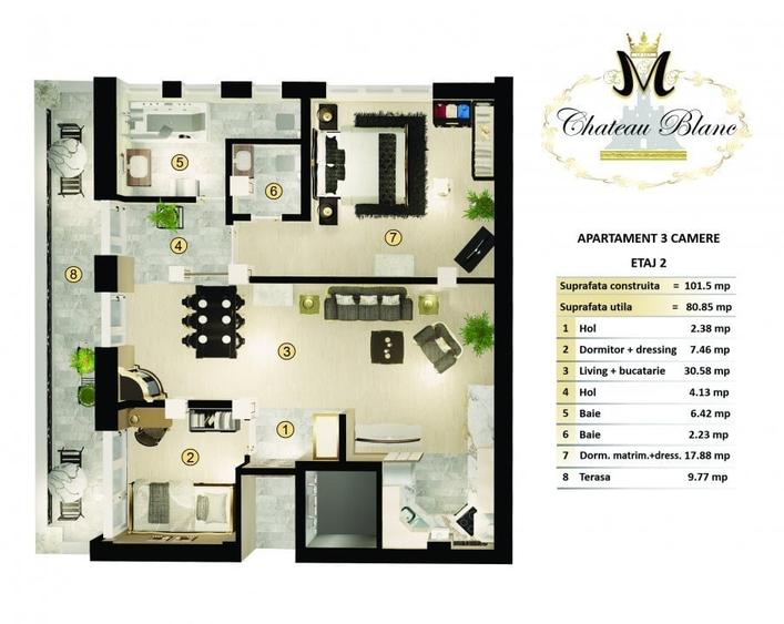 Apartament cu 2 camere decomandat în Străulești