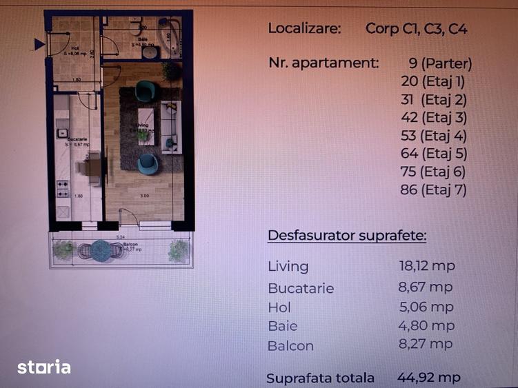 Garsoniera decomandata, bloc nou, metrou Berceni - 5 min. - 1