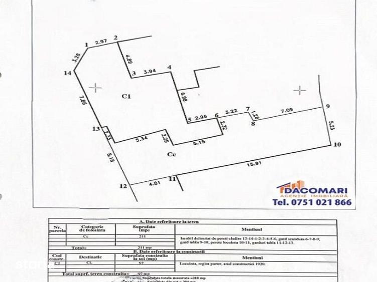 Casă cu 3 camere cu Teren 211 Mp în Central