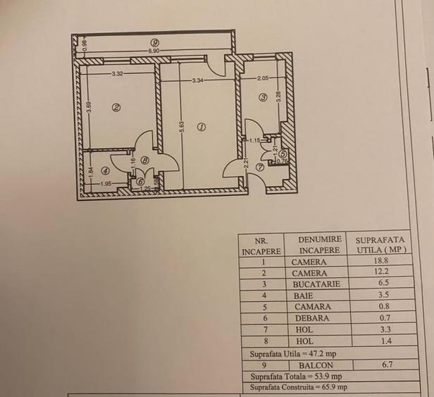 Apartament cu 2 camere, 47.20 mp, zona Nord - Colegiul Nichita Stanescu - 1