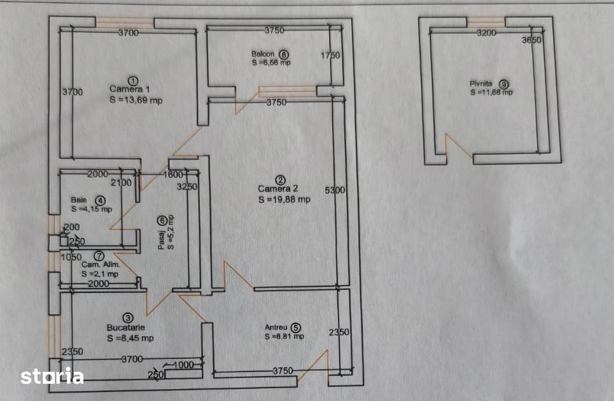 Apartament cu 2 camere în Sud